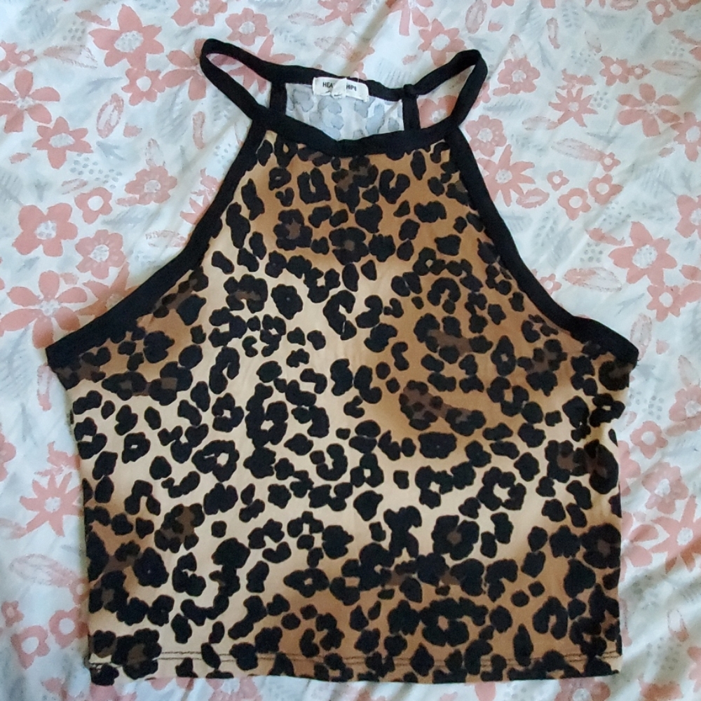 Leopard halter crop top